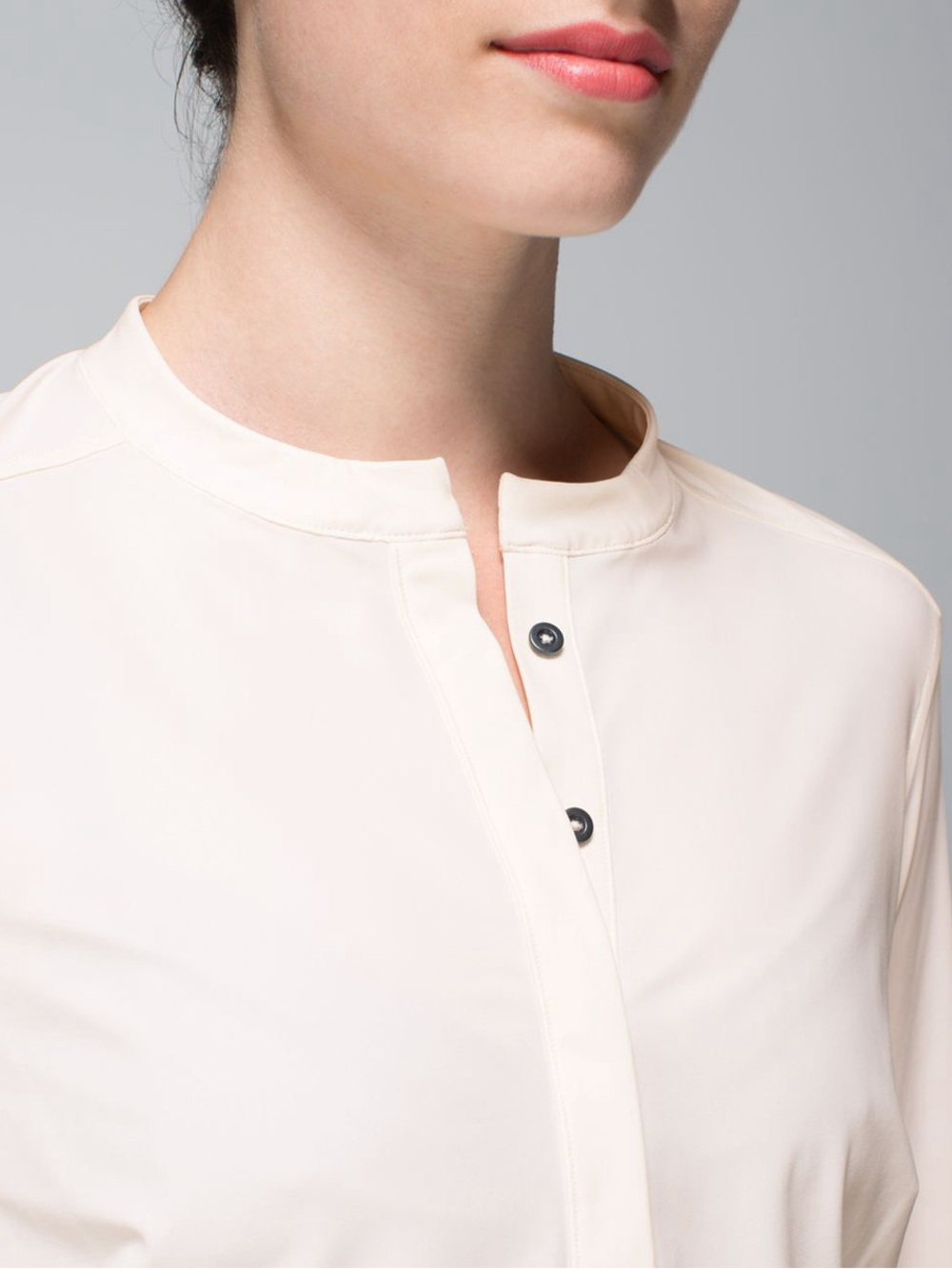 Lululemon Button Down Long Sleeve Top Panel Back Ivory Cream